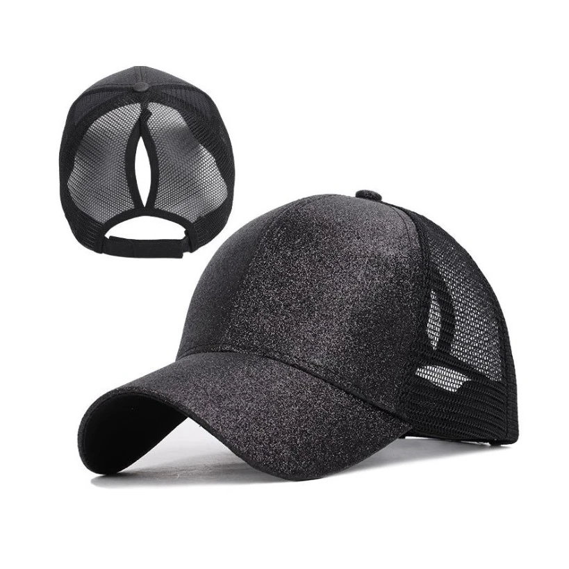 Womens Ladies Summer Mesh Sparkle Ponytail Baseball Cap Hat