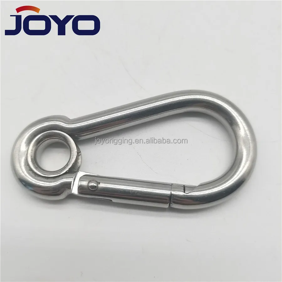 High Quality ss304 or ss316  Carabiner Din5299 stainless steel Spring Snap hook with eye...