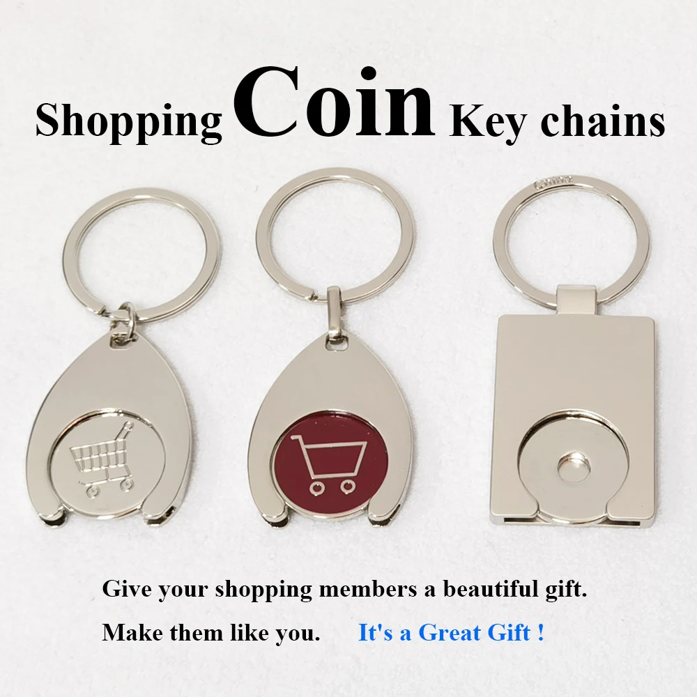 Keyring Manufacturer Wholesale Shopping Cart Trolley Keychain Shopping Trolley Coin Supermarket Custom Metal Token Key chains