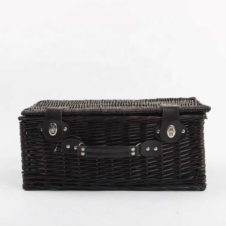 Hand-woven  willow picnic basket set wicker basket for outside food