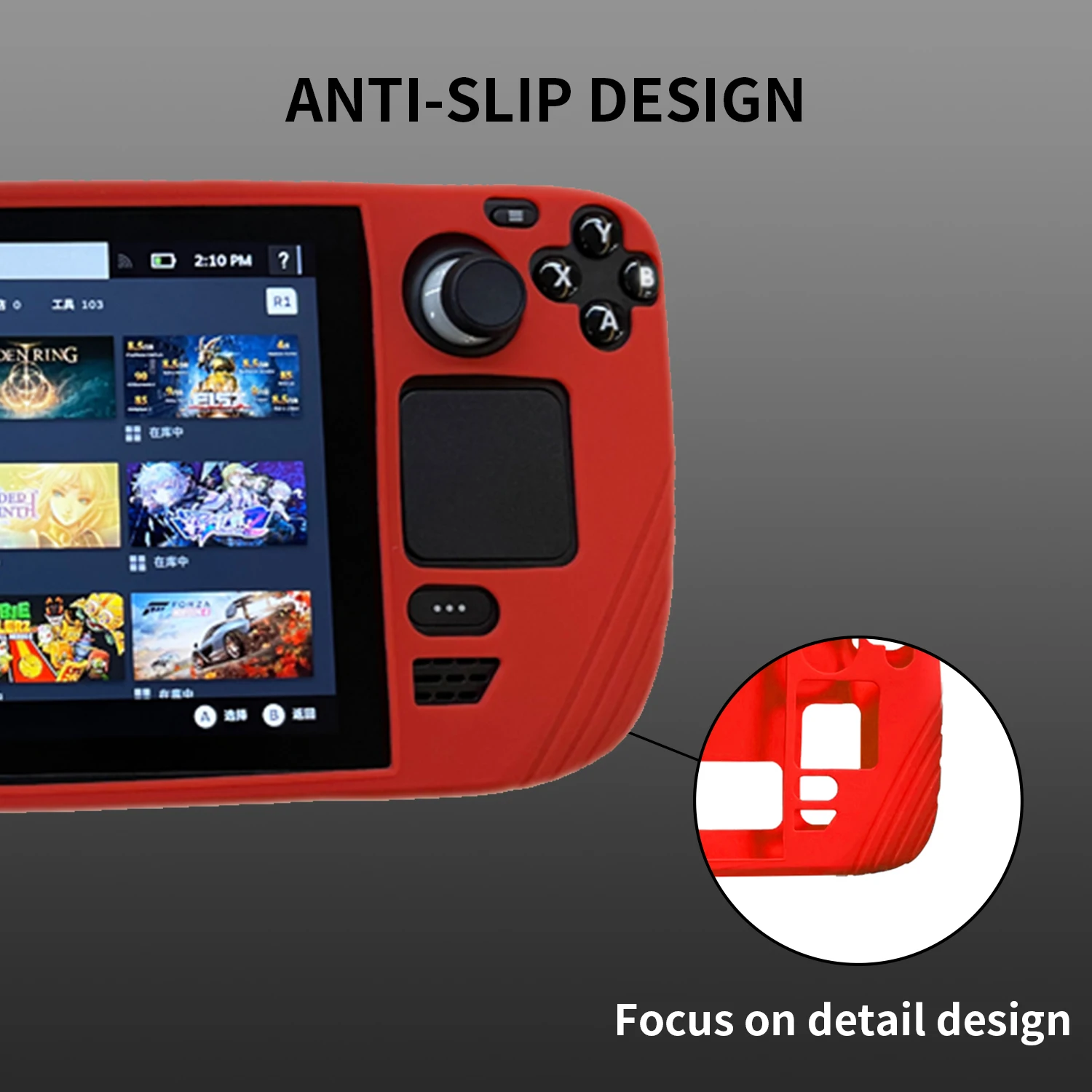 Steam Deck Red Soft Cover Full Protection Shock-Absorption Anti-Slip & Scratch Accessories Protective Case for Steam Deck