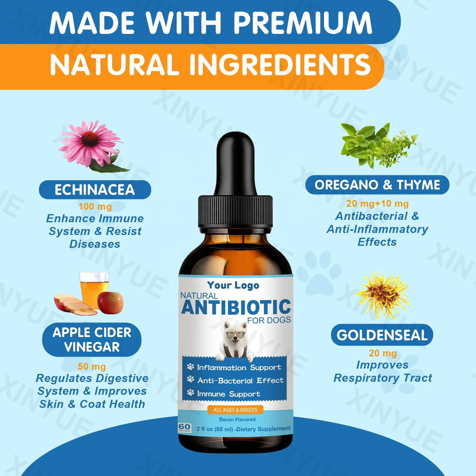 Natural Antibiotics for Dogs, Dog Antibiotic Support , For Skin Infection, Allergy Relief, Immune Support, UTI, Yeast Infection