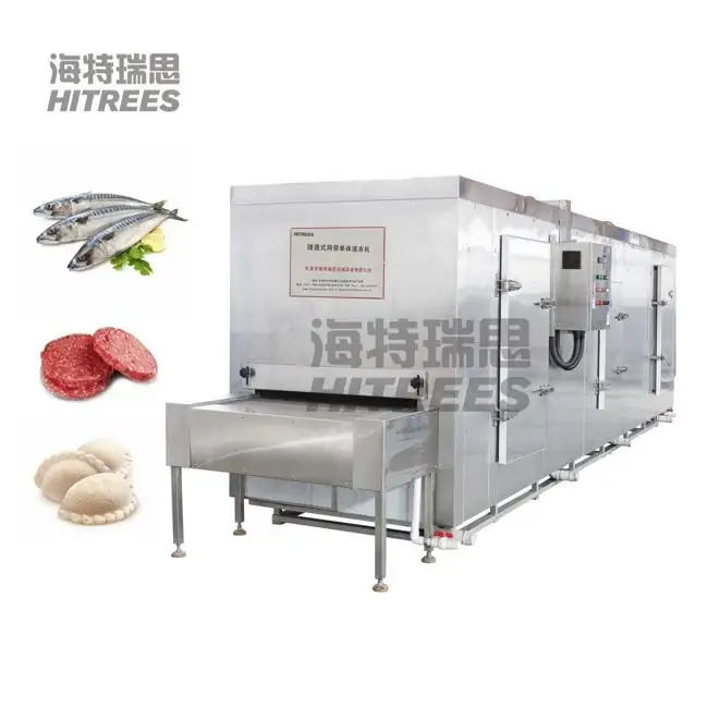 High Production 500Kg-1500Kg/H Fluidized Bed Freezer Meat Fish Seafood Tunnel Freezer IQF Quick Freezing Machine
