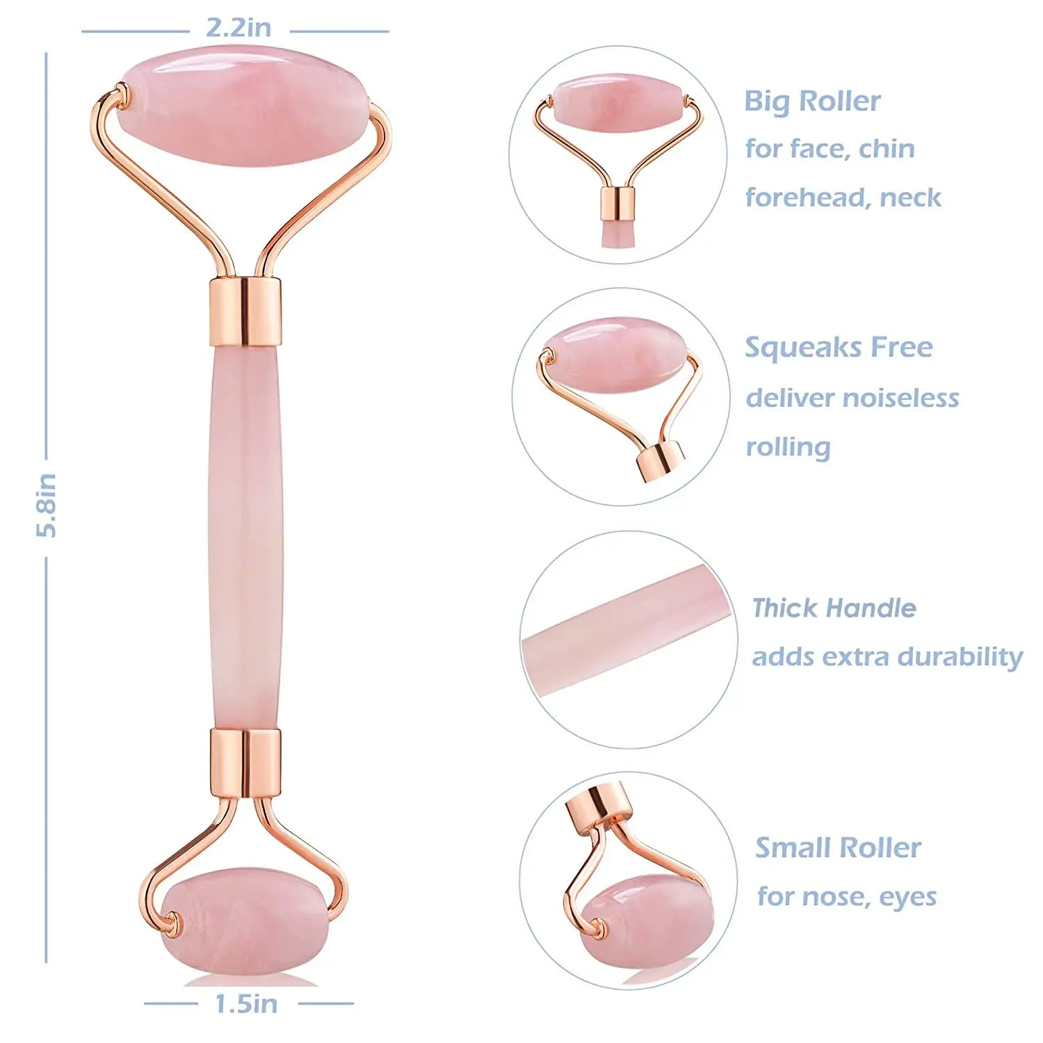 High Quality Skincare Pink Jade Roller Facial Massage 100% Real Natural Jade Stone Rose Quartz Jade Roller