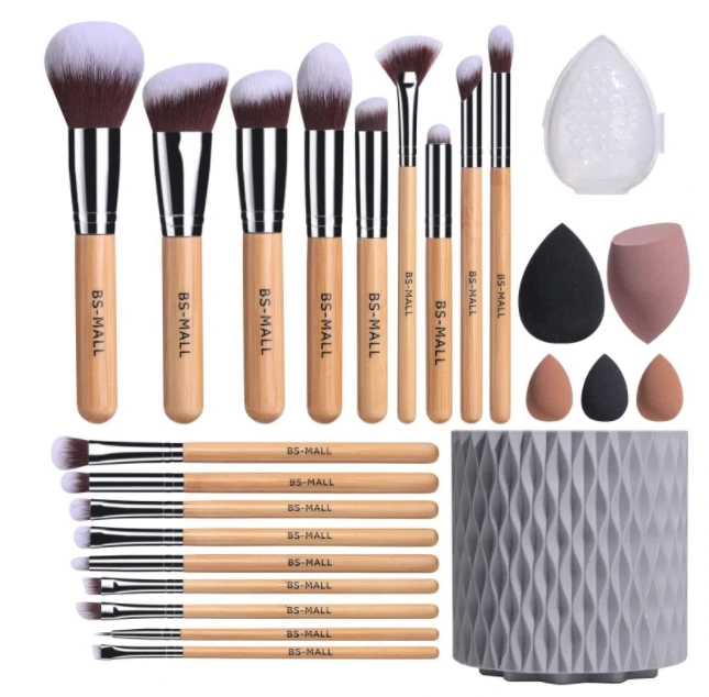 Hot selling storage bucket 18 pieces pink large makeup brush set  pink makeup brushes with the rotating bucket