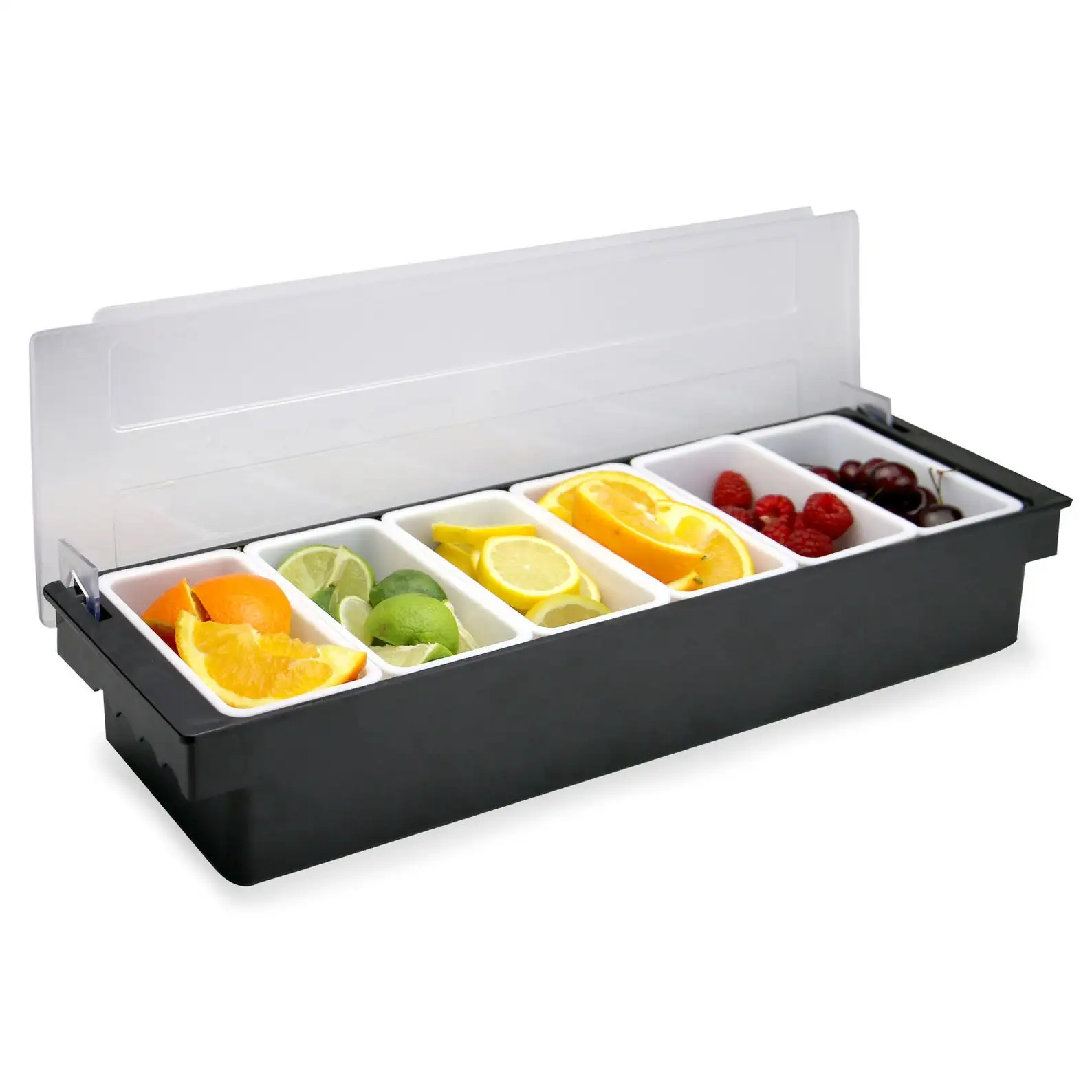 garnish tray Bar Top Food Condiment Dispenser 6 Compartment Condiment Caddy with Lid
