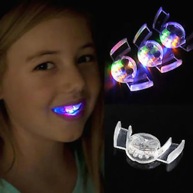Glow Tooth Light Up Mouthpiece LED Mouth Flashing Teeth Halloween Trick Or Treat Novelty Gag Toys Luminous Toys Juguetes