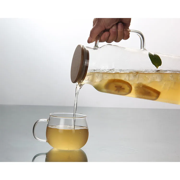 Customizable Colored High Borosilicate Glass Bottle and carafe set jug and glasses set glass water pitcher
