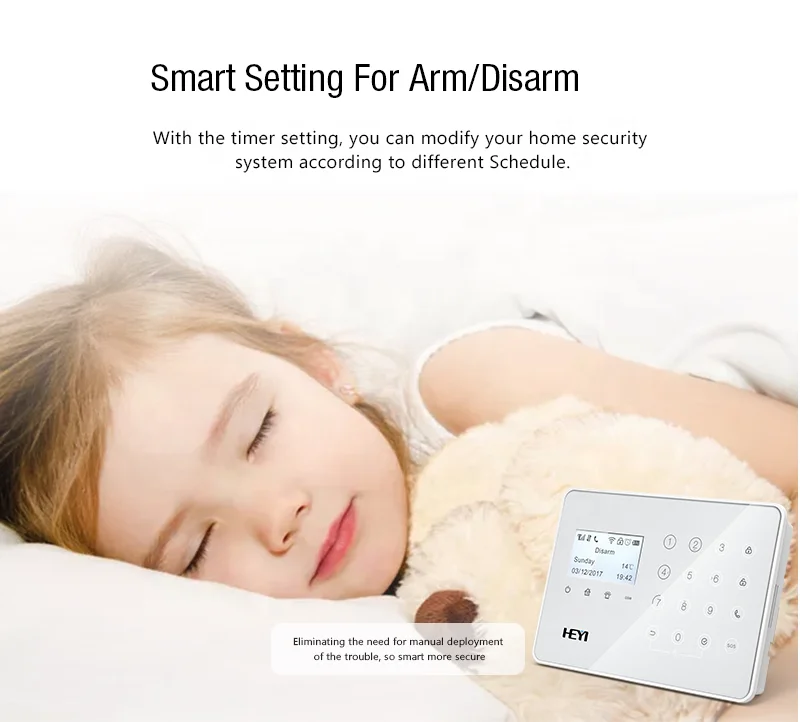 2024 New Promotion Newest Smart Home Alarm WIFI+GSM Security Alarm System with LCD Display HY-W7