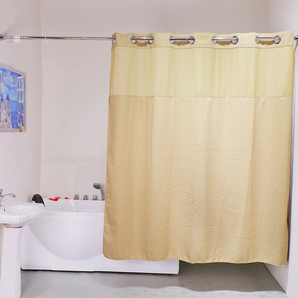 Dobby полиэстеровая водоотталкивающая душевая занавеска без вешалки для отеля с подходящей оконной занавеской