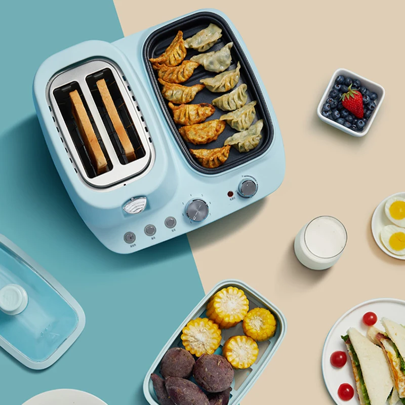 Non-Stick Thermal Adjustable Electric Multi Function 3 in 1 Breakfast Maker Station Smart Breakfast Maker