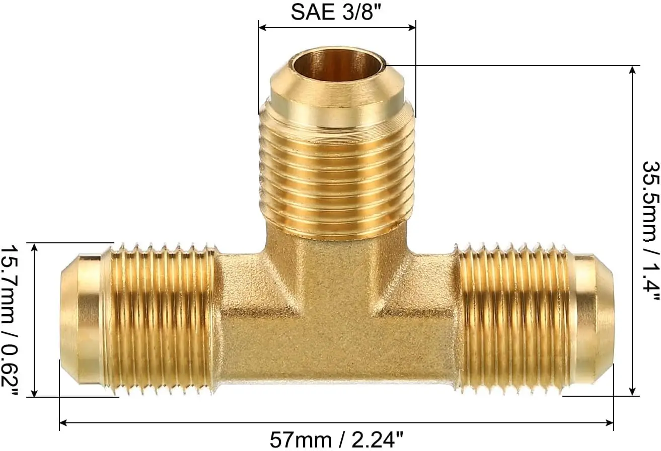 Factory Supplied High Precision CNC brass joint adapter Brass Male Flare Tee Water Copper Tube Connector Fitting NPT BSP Forging