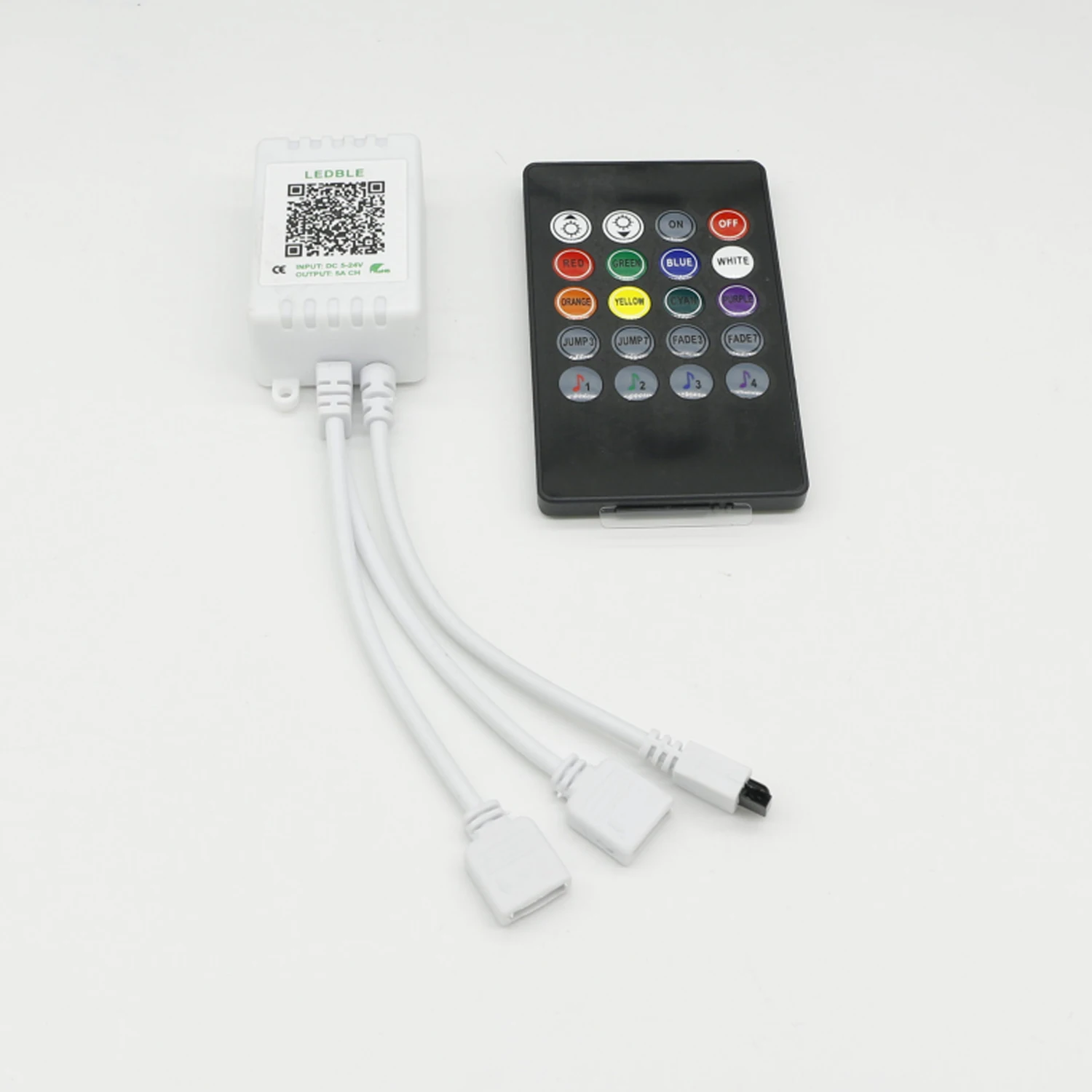 44-Key IR Remote Controller with 4-Pin 2-Port RGB Control Box 5050 3528 LED Strip Light DC 12V 6A Wireless Connection Dimmers