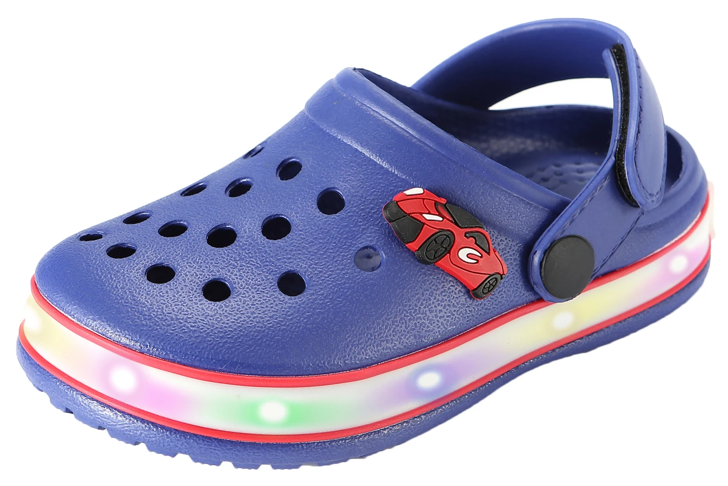 Легкие сандалии из ЭВА без шнуровки для мальчиков и девочек, Нескользящие Детские сабо, светодиодная обувь для сада