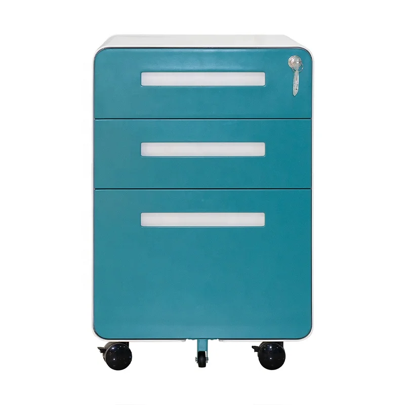 Office Furniture Modern Bedroom Cabinets Storage for School 2024 Best Selling Metal Movable Steel 3 Drawer Mobile Pedestal White