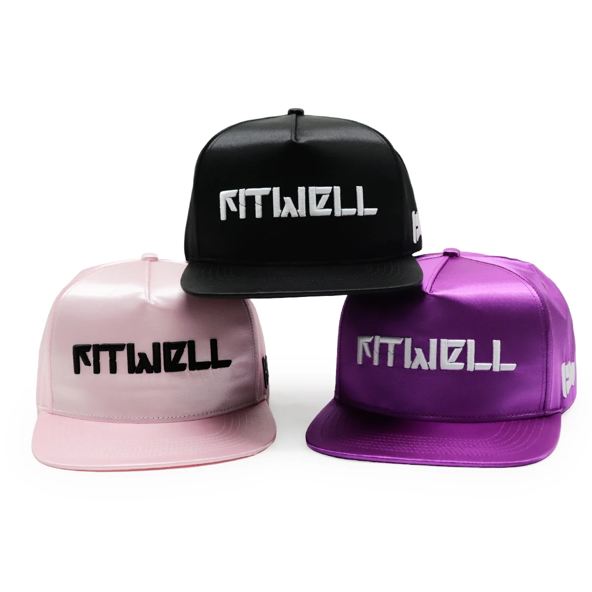 5 panel flat brim bill Personalized retro Mens Caps Black Custom Made Satin Snapback Hats