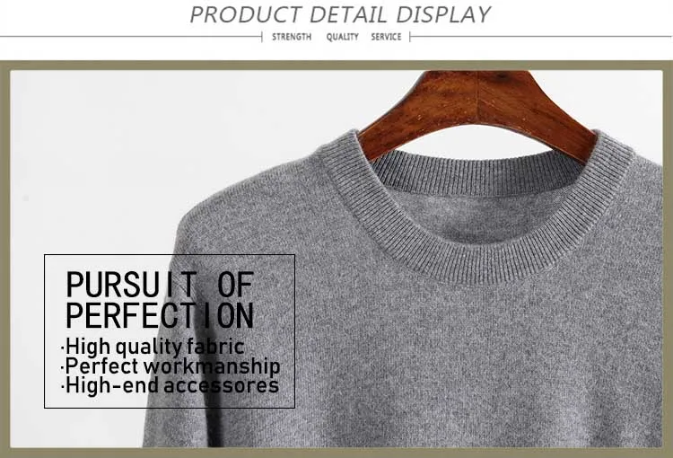 Custom long sleeve knitted solid color men pullover Merino wool sweater