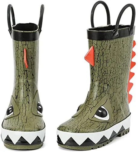 Резиновые сапоги унисекс для детей, зеленые Мультяшные детские резиновые сапоги, детские резиновые сапоги