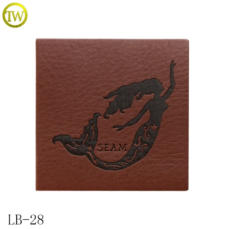 High quality bags square gold letter patch making custom stamped logo faux leather label jeans patches