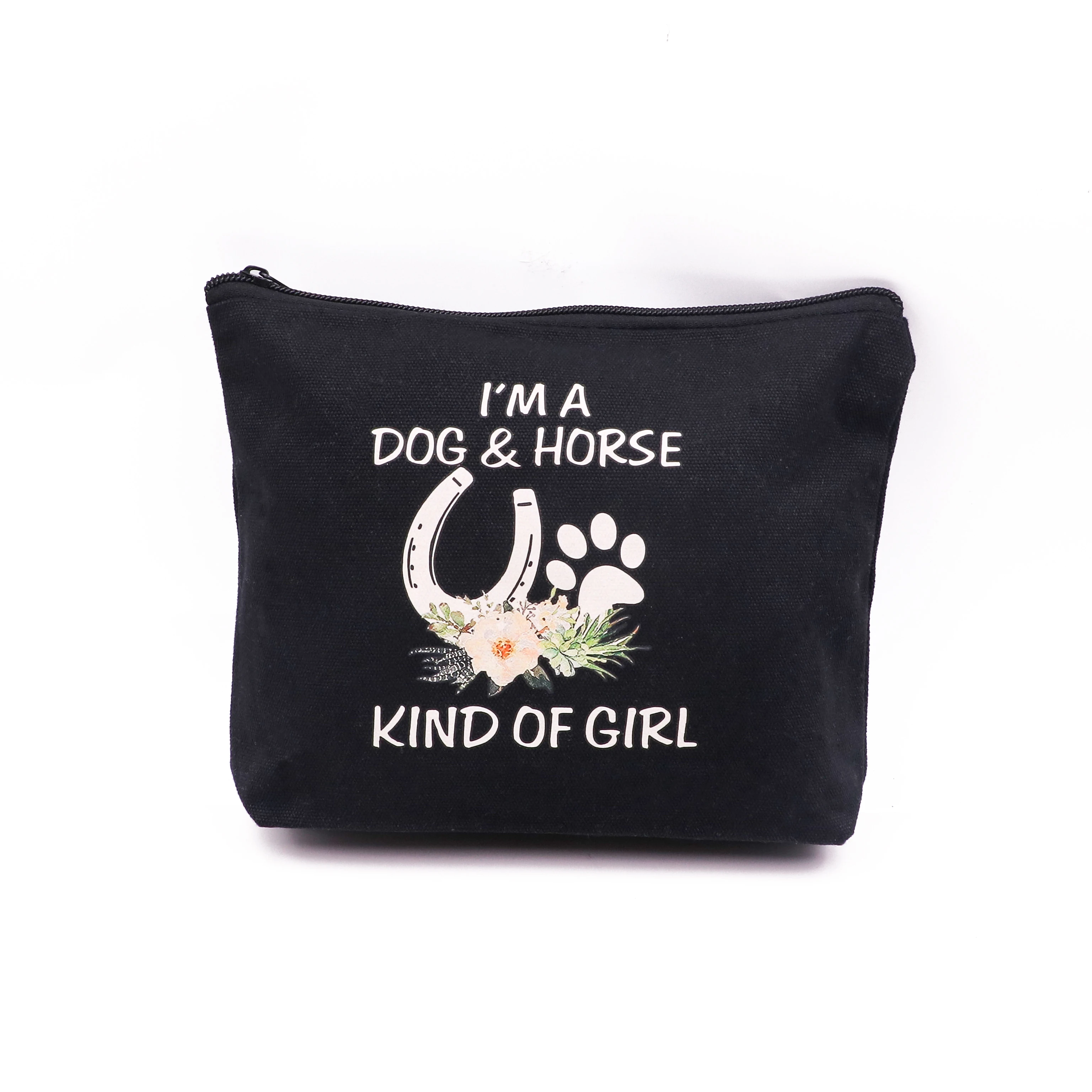 Krell Gifts black canvas bag Custom Logo Printed Canvas Zipper Makeup Bag pencil pouch custom cotton canvas pencil case