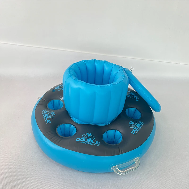 spot goods Water Bucket Inflatable Floating Cooler,Cup Holder , Air Mattress Ice Bucket Cooler with 6 Cup Holder