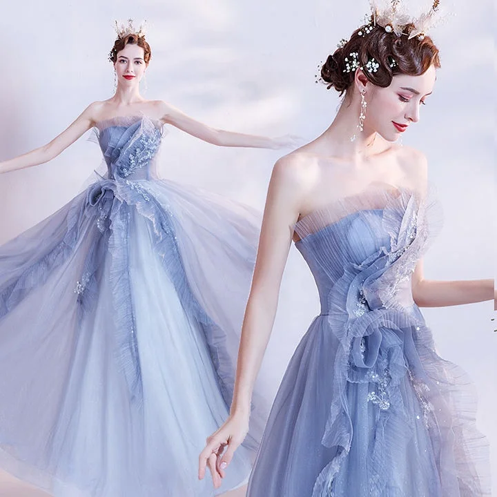 Women Embroidered Chiffon Bridesmaid elegance Long Evening Party Prom Gown