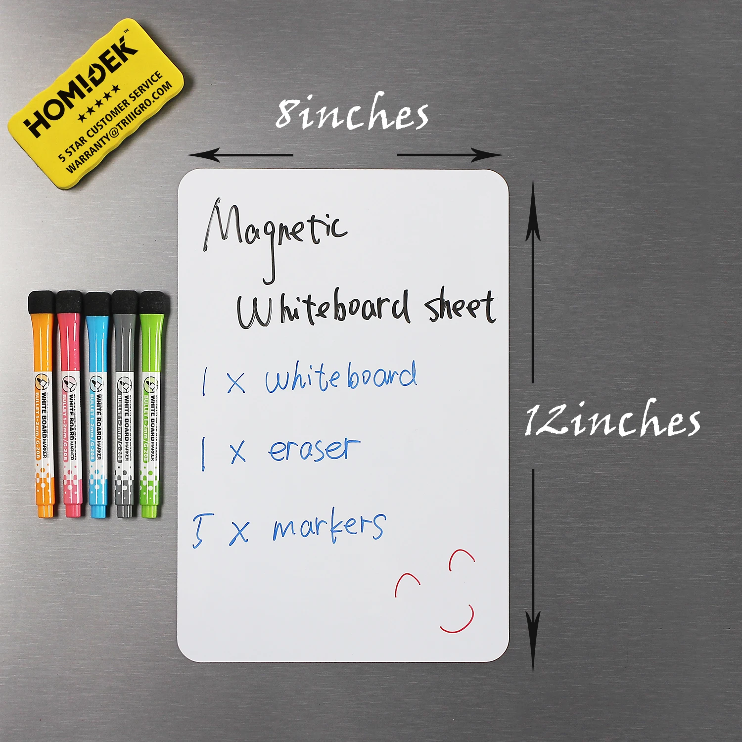 HOMIDEK Fridge Magnetic Refrigerator Magnets Board Whiteboard Sticker with dry erase and pen marker to draw and write in roll