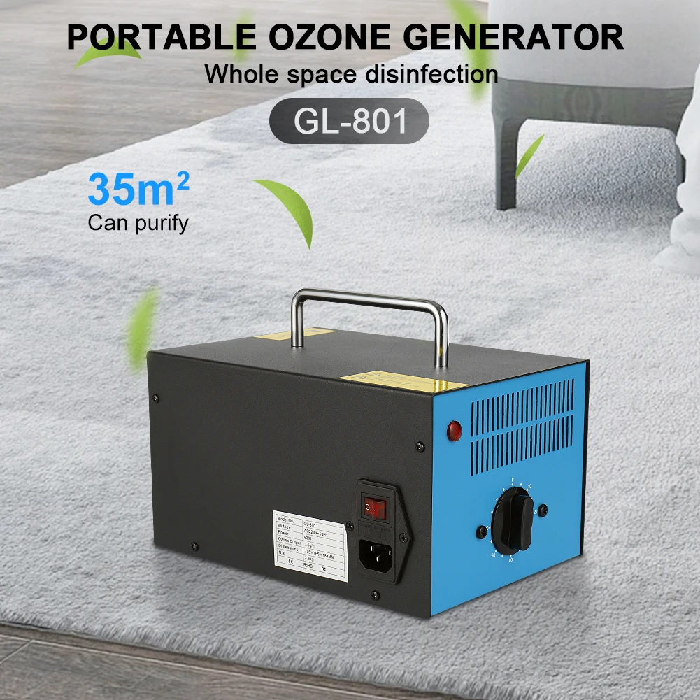 3500 mg/h  Ozone Generator Ozone Machine Odor Removal Odor Eliminator Air Purifier for Home Auto Smoke Pets and Cars