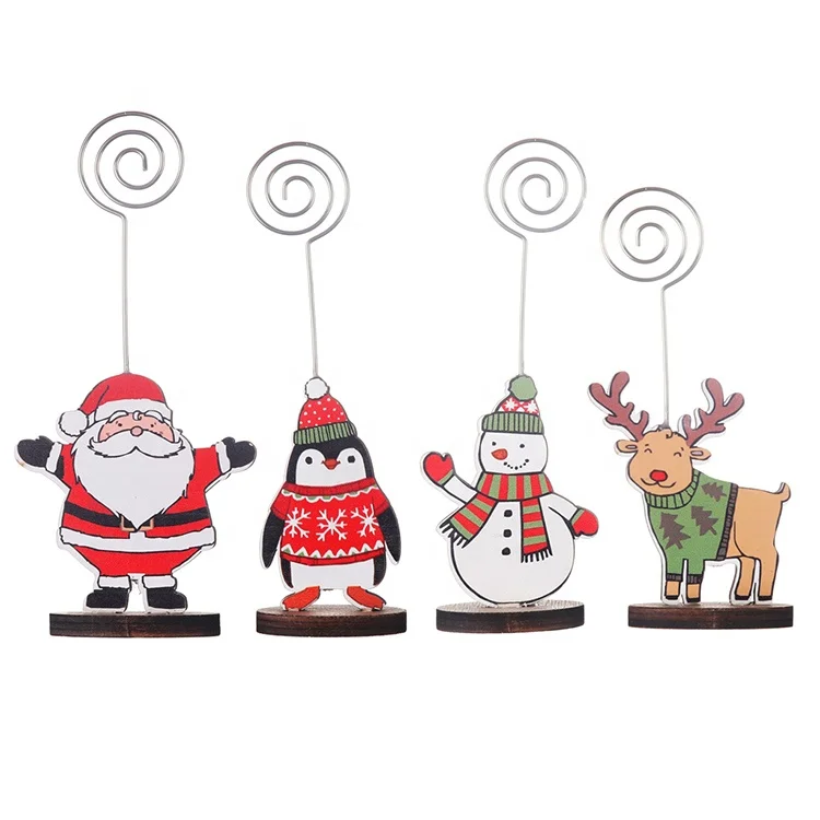Creative Christmas Table Decoration Wooden Photo Holder Name Card Holder Message Clip Memo Clip Christmas Gift
