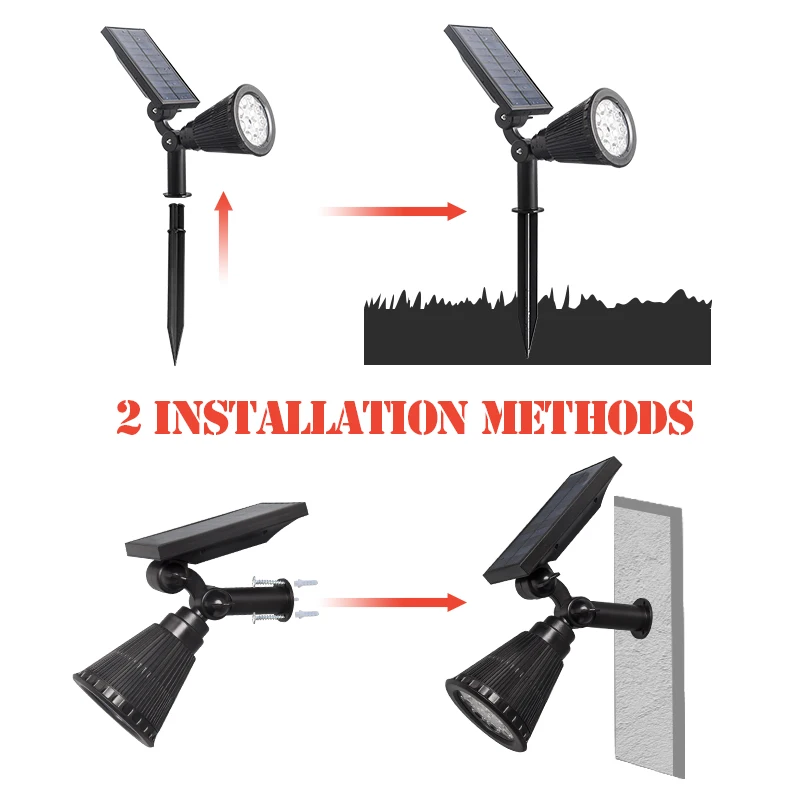  IP65 Adjustable 12 LED Solar Energy Lawn lamp Classic Outdoor Decorative Lighting Park And Garden Light For Drop Shipping Регулируемый Светодиодный светильник лужайки солнечной энергии классические уличные декоративное освещение и