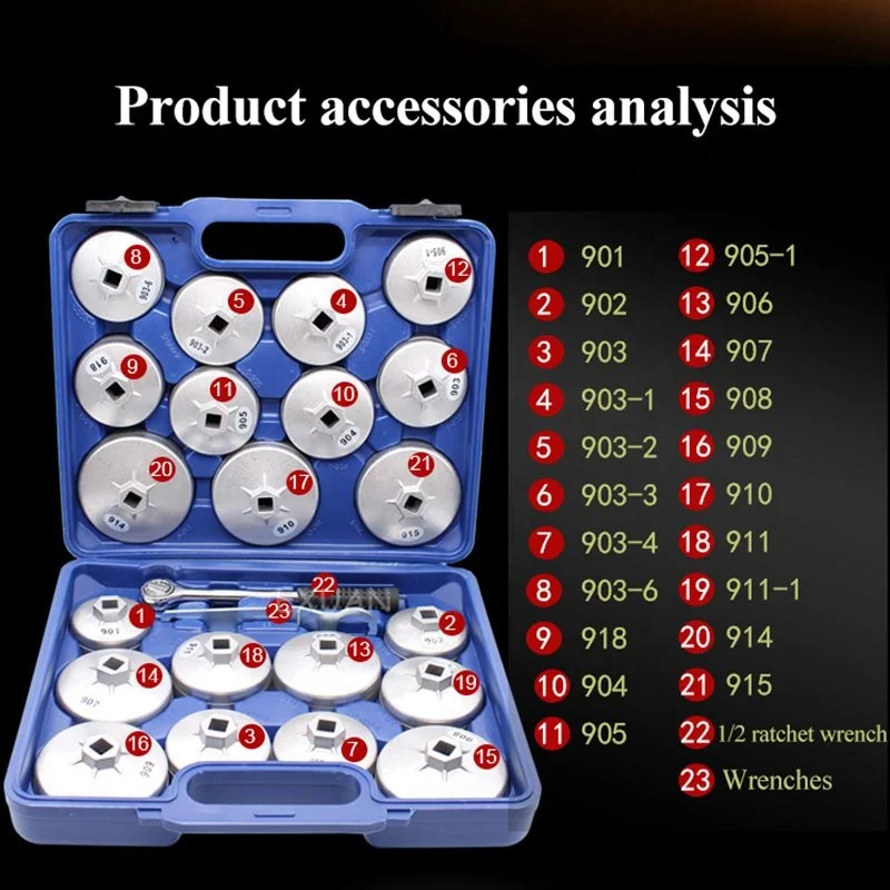 23pcs Cup Type Aluminum Oil Filter Set Wrench Socket Removal Garage Tools Kit for BMW for VW Universal