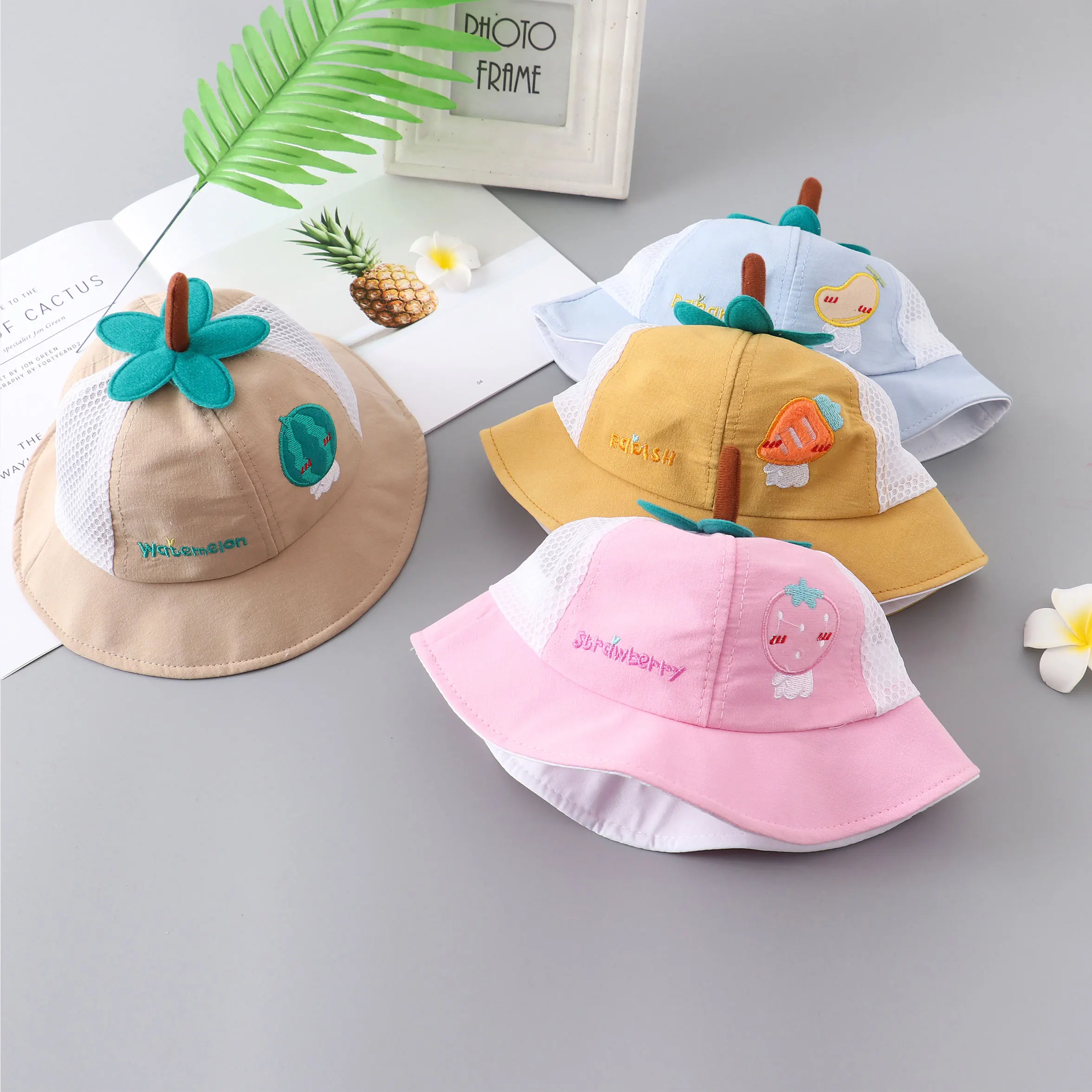 
Wholesale Kids Summer Hats Girls Mesh Cap Kids Hats Flower Sun Hat For Kids Summer With Logo 
