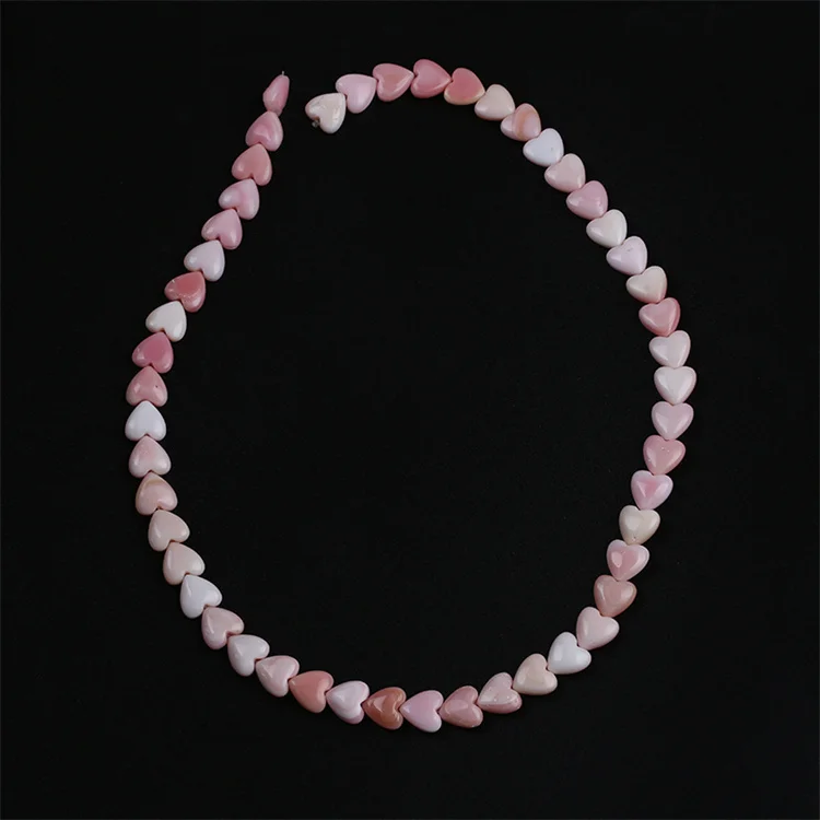 8mm Love Heart Shape Natural Pink Mother Of Pearl Shell Loose Beads Strand For Jewelry Making