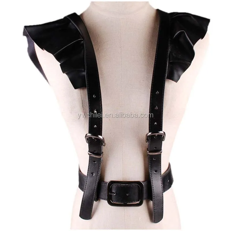 
Women Punk PU Leather Adjustable Body Chest Harness Belt 