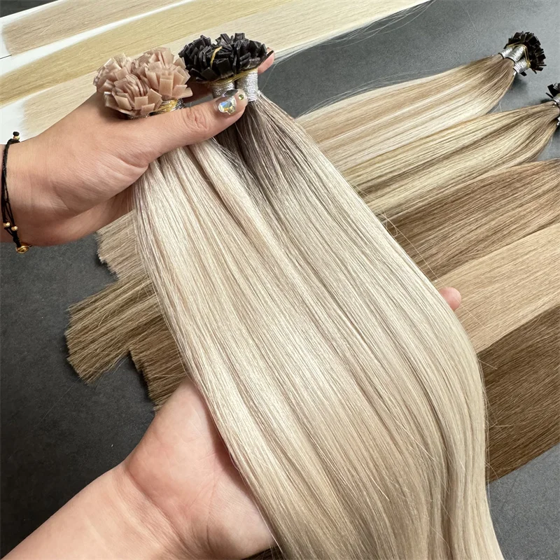 2024Prebonded Italian Keratin Russian Mini Flat Tip Hair Extensions Double Drawn U Tip/I Tip/Flat Human