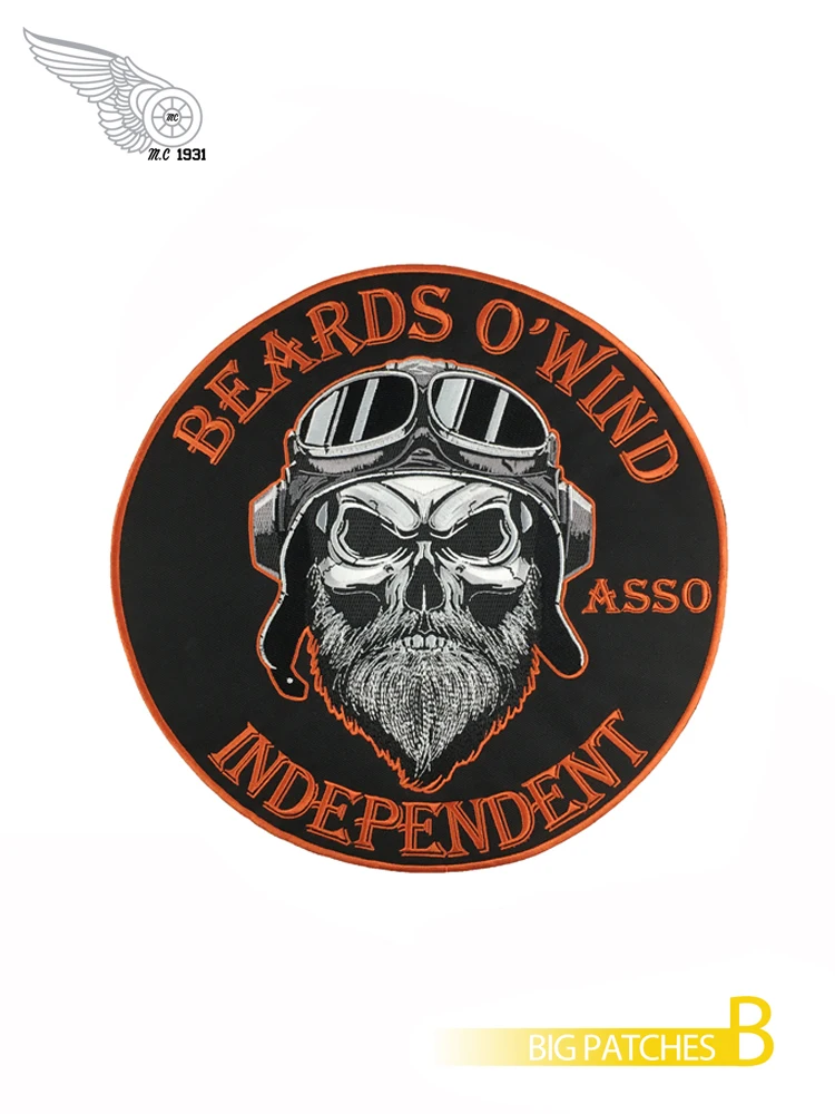 
Motorcycle large Size Biker Skull Patches Embroidery For Leather Jacket 