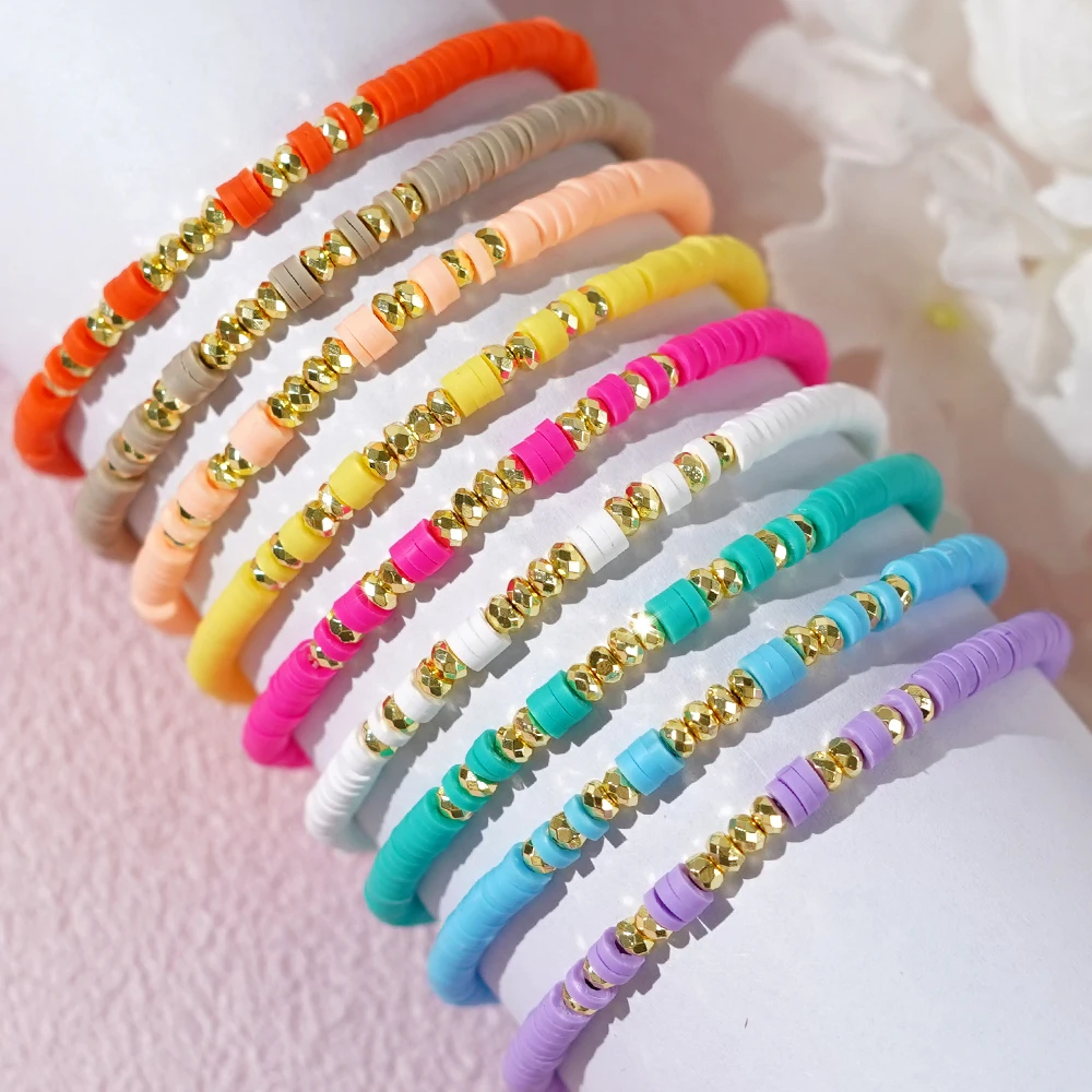 Go2boho Boho Jewelry Heishi Beaded Bracelets Handcrafted Custom Bead Stack 2024 New Surfer Trendy Gifts For Teen Girl