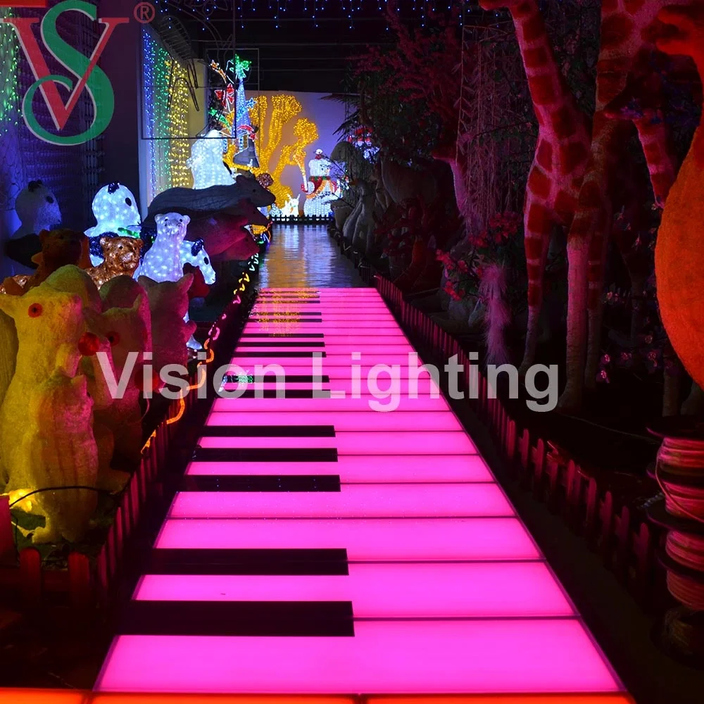 Programmable DMX/TTL RGB Piano Ground Lights LED Floor Tile for Mall Interactive Supplies