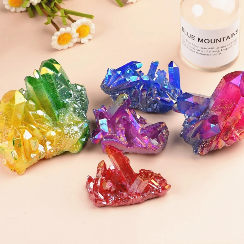 Wholesale natural Reiki crystal stone spirit angel Aura Quartz crystal Cluster