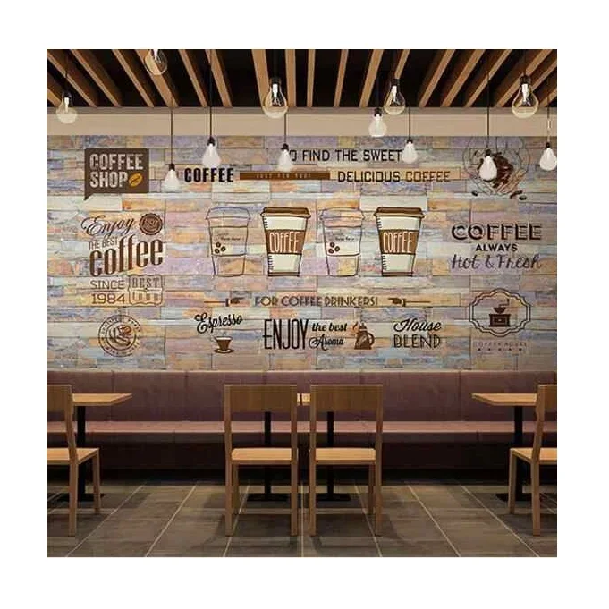 Самоклеящиеся декоративные обои в стиле кофейни наклейка с 3d рисунком