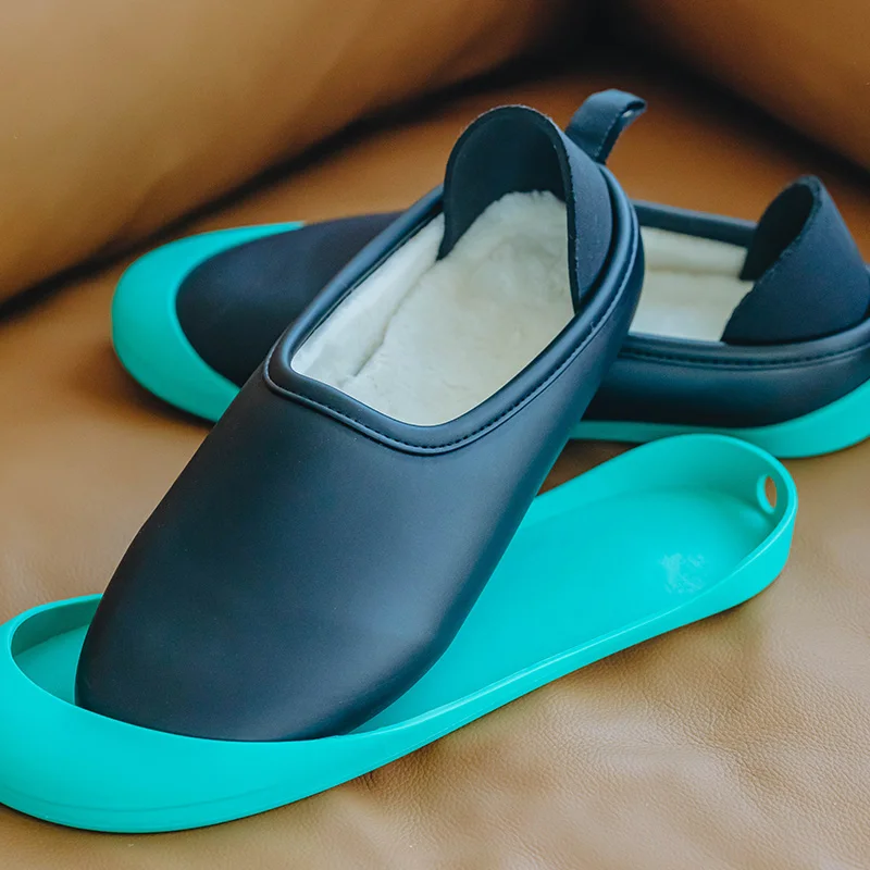 
Winter Warm Slippers Men Women Indoor Outdoor Removable Non-slip Heel Shoes 