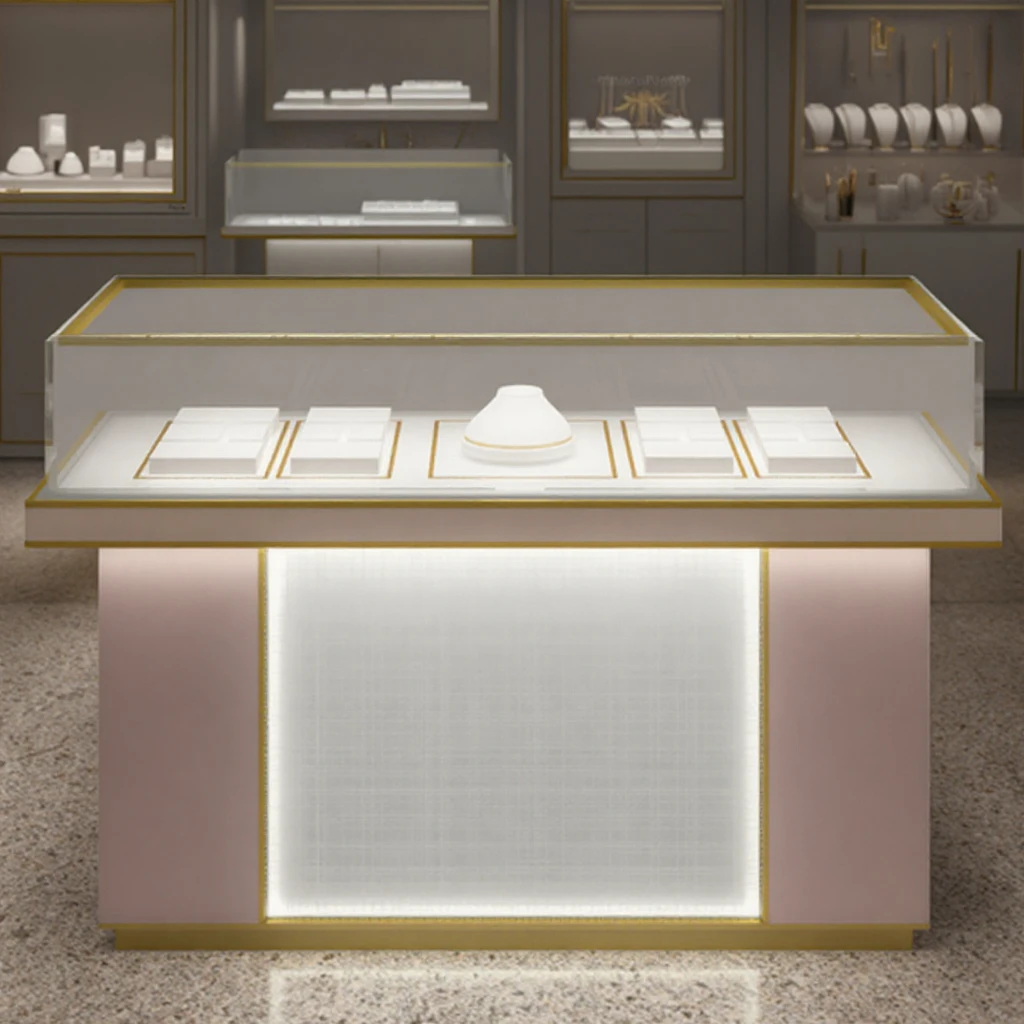 Современная Роскошная портативная витрина для ювелирных изделий со светодиодным светом круглая металлическая презентационная розничных магазинов