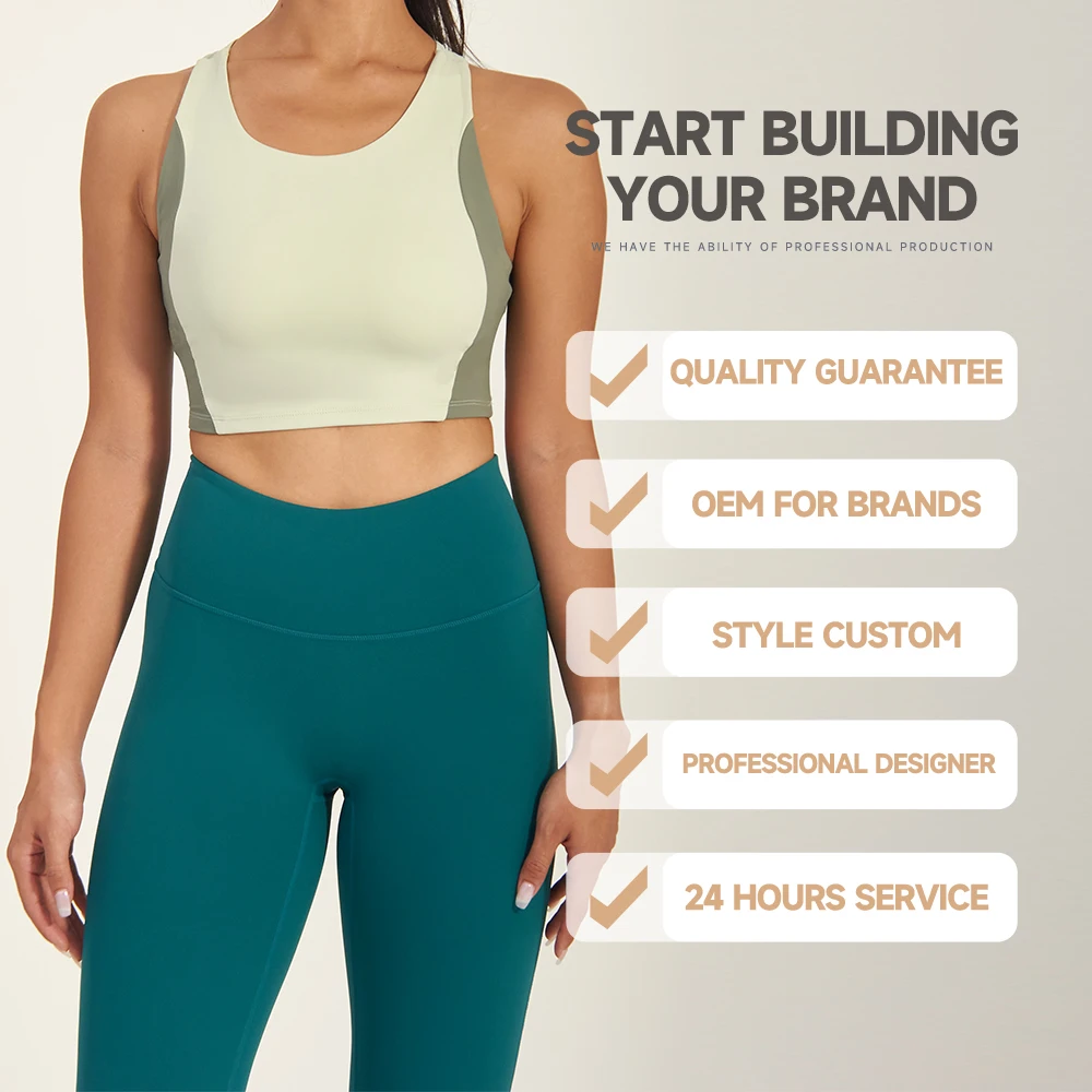custom women Scoop Neck Sleeveless Crop Tank Top Fitted Casual Basic bra top gym activewear