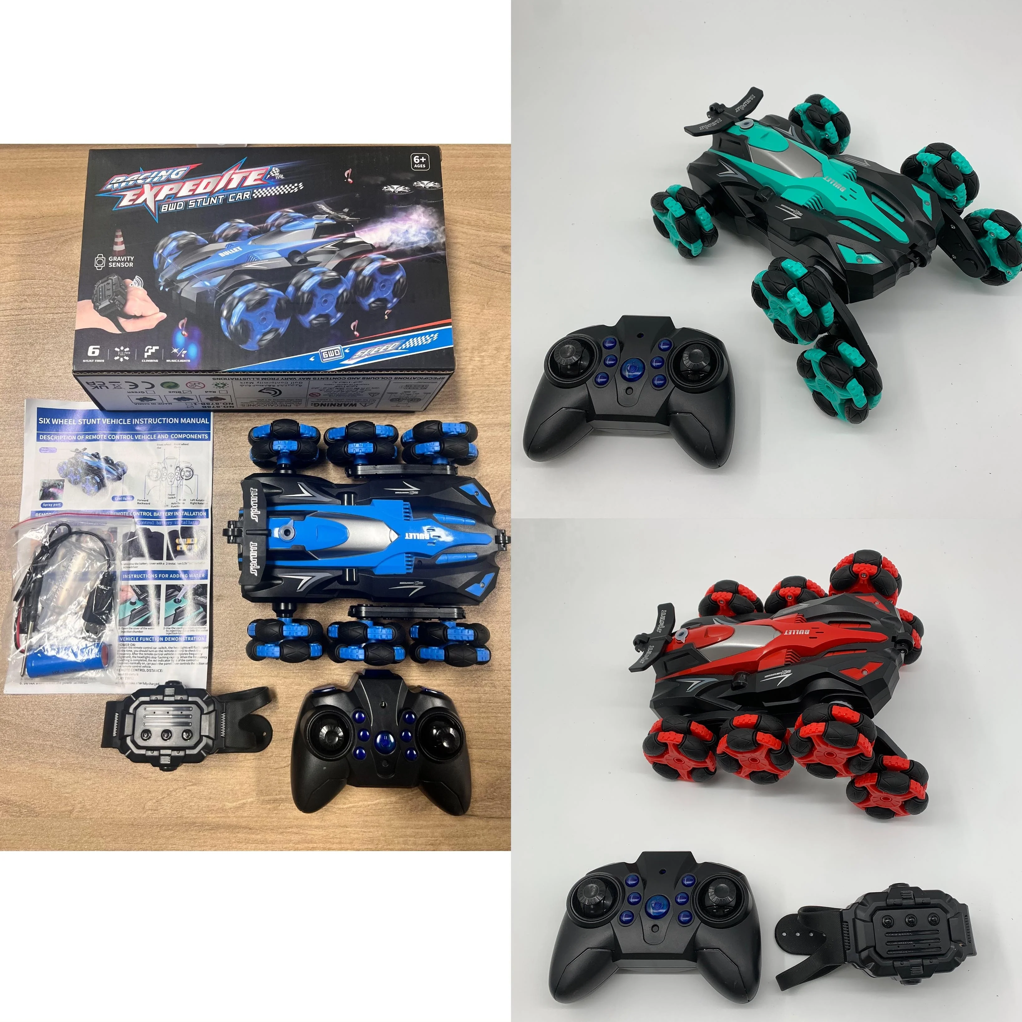 AiJH Spray 6 Wheels Rc Stunt Car Spraying 360 Degree Flip Rotating Drift Double-Sided Rc Cars Remote Control  Toys