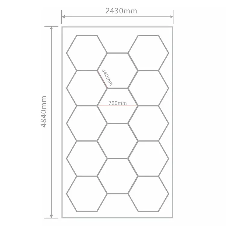 2400*4800MM Hexagon Detailing Workshop Ceiling Led Lights For Car Shop And Garage honeycomb lights hexagonal led light