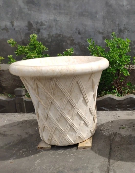 marble flower pot with stand /stone garden flower pot decorative