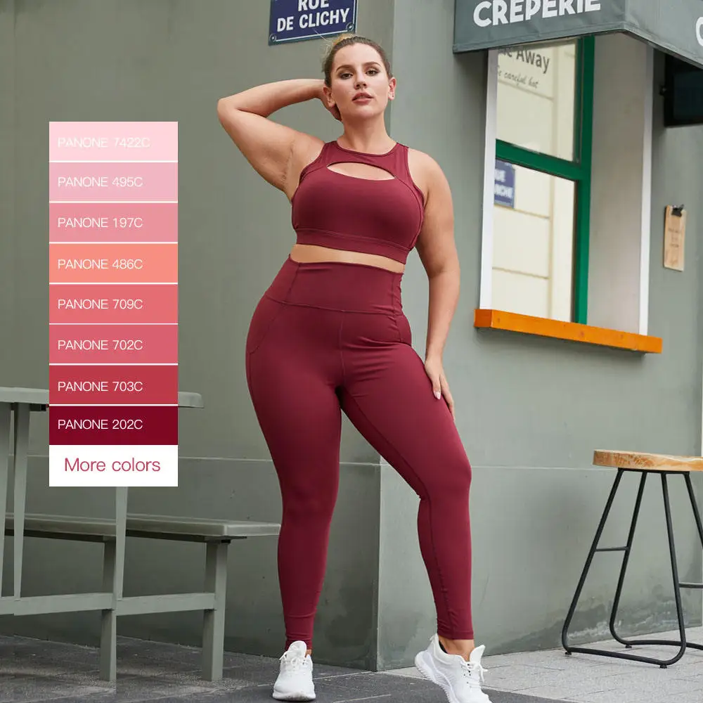 New Workout Two-Piece Plus Size Yoga Sets Blank Yoga Bra Sets High Waist Sportswear Suits