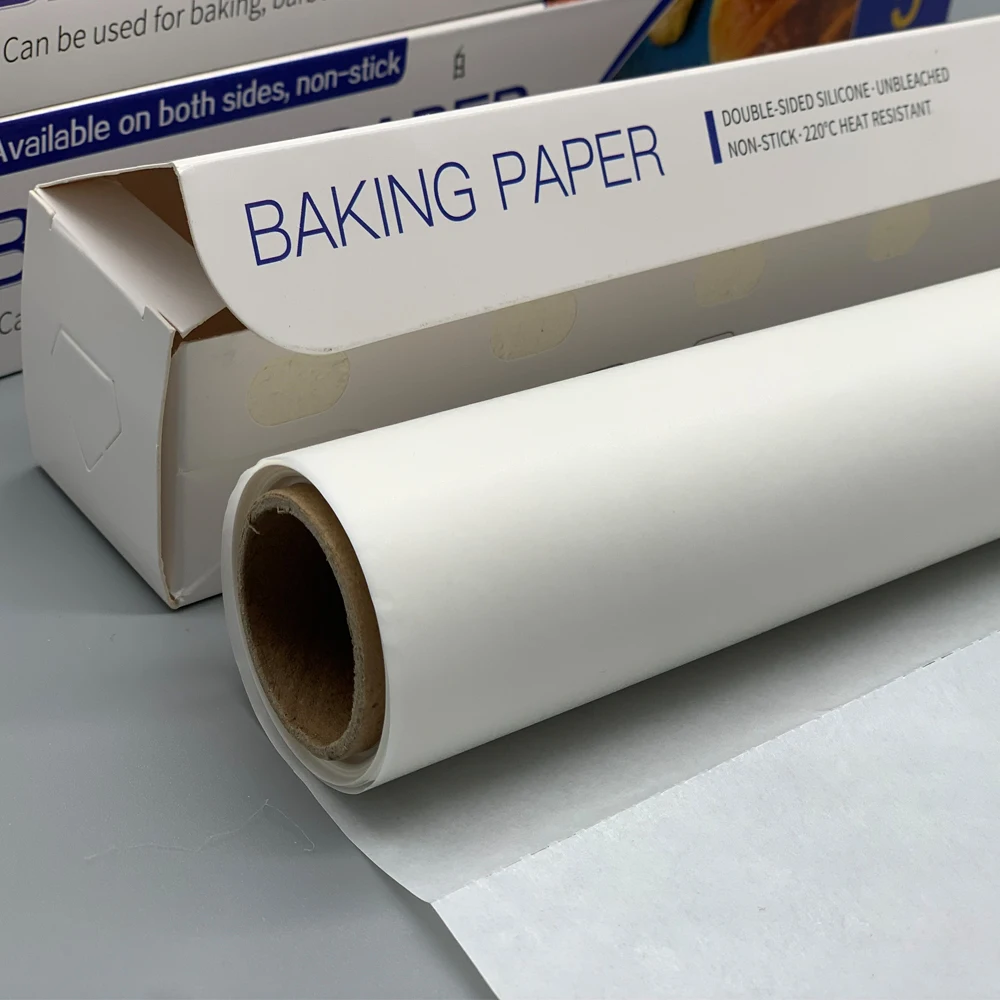 Food grade disposable custom logo grease proof waterproof silicone baking paper roll easy tear