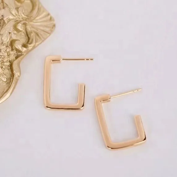 Wholesale personality 18K solid gold  U-shaped earrings for women 18k gold jewelry earrings