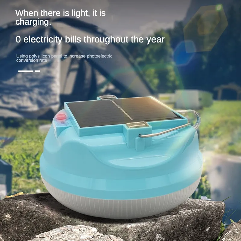 Factory Price Portable  Outdoor Night Mobile Home Plastic  Emergency Lights Camping LED Lamp with Solar Power 100W